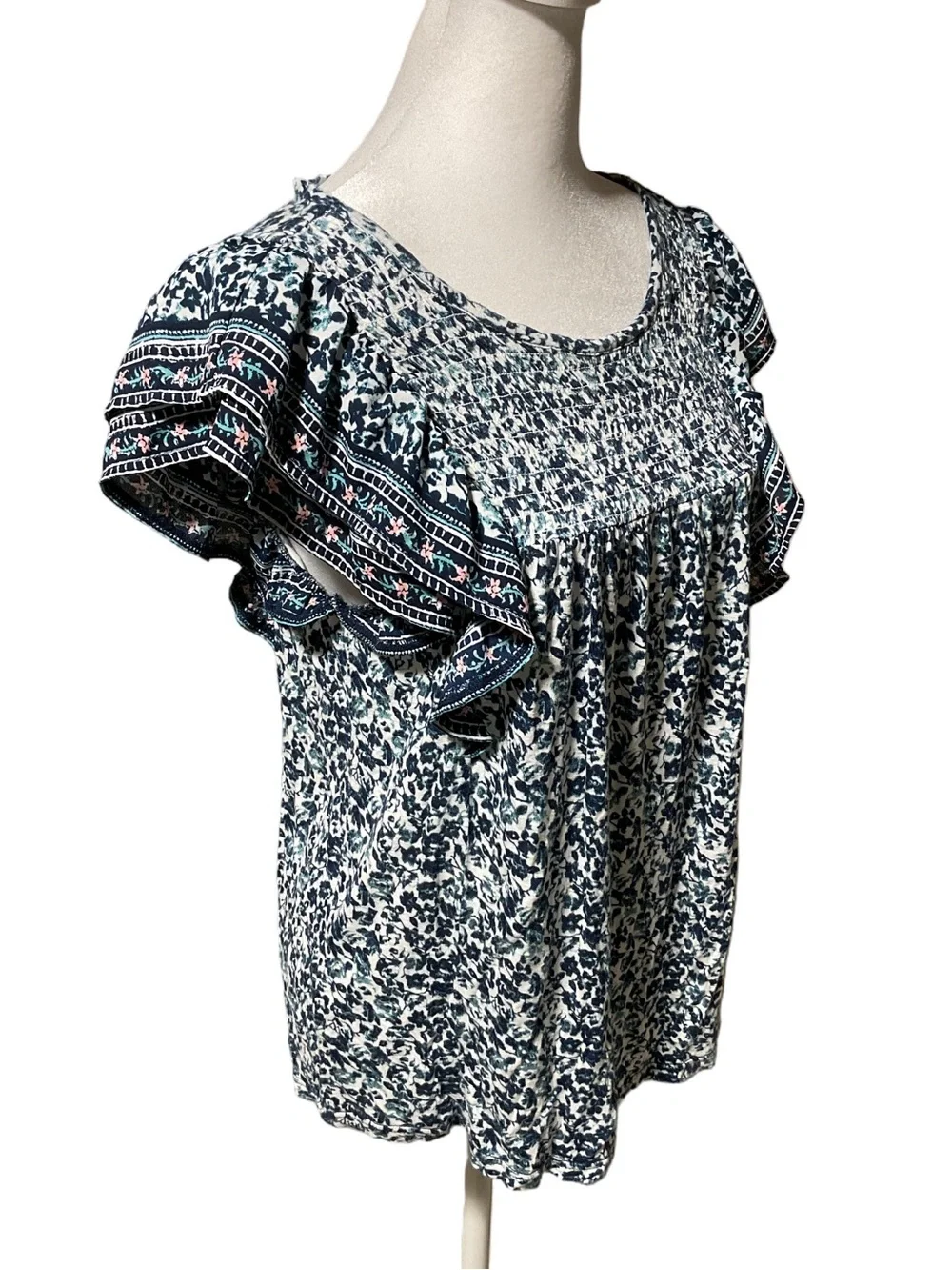 Lucky Brand Flutter Sleeve Blouse